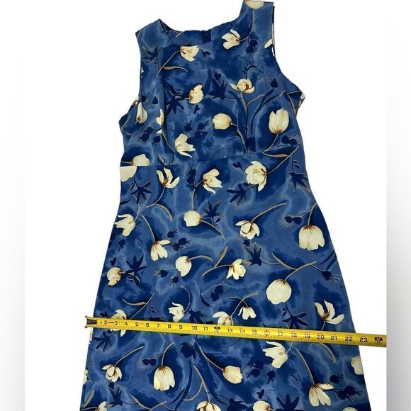 Vintage Byer Studio Sleeveless Floral Blue Maxi Dress Yellow Flowers Crewneck - Picture 8 of 11